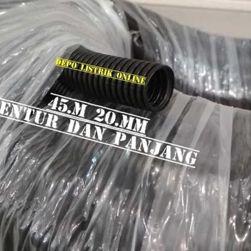 fleksibel conduit/Pipa Flexible/Pengaman Kabel Spiral/45m 20mm Hitam