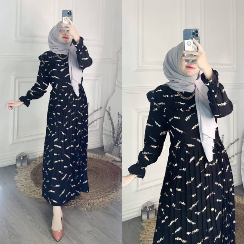 GAMIS MAXI DRESS RAYON PREMIUM LD 100 - 110 HOMEYDRESS BUSUI BAJU GAMIS SERAGAM MOTIF TERBARU V.2-DYA DRESS HTM WOLFIS