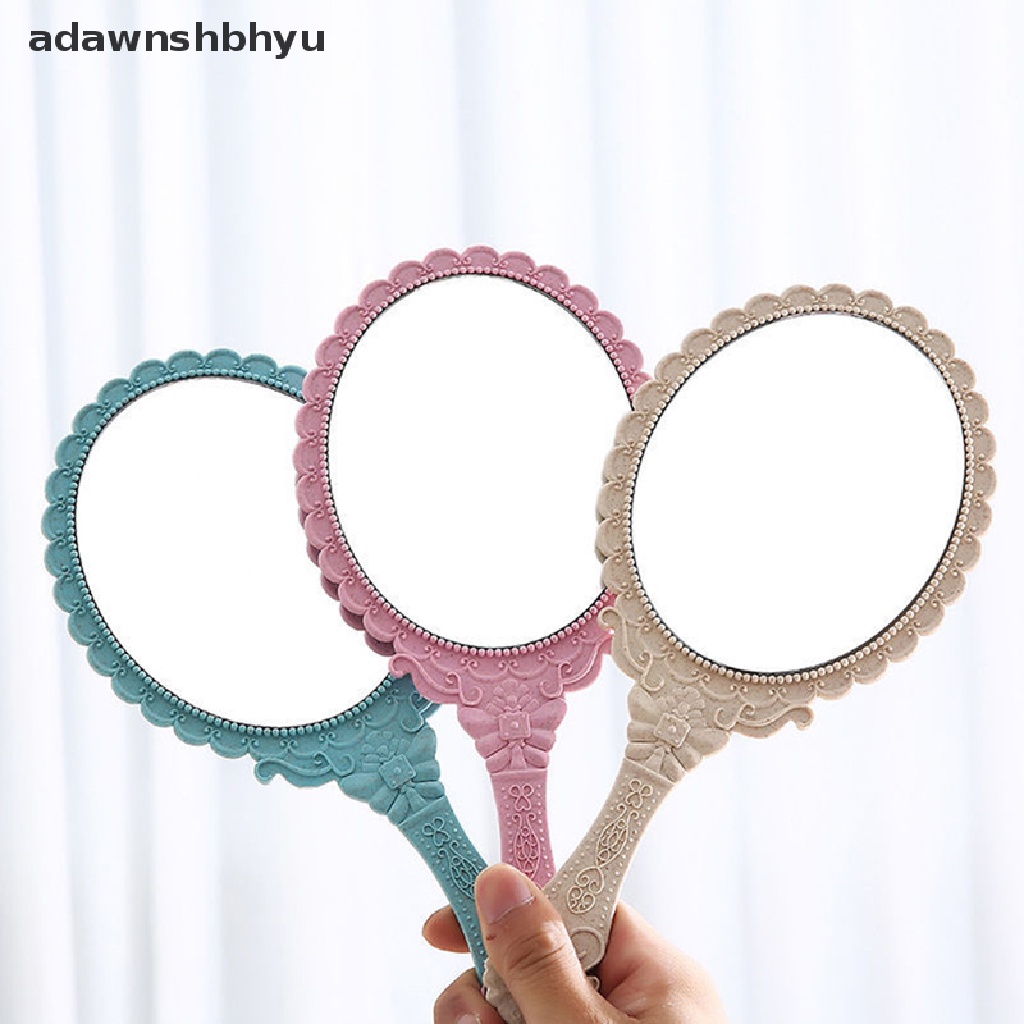 Adawnshbhyu Vintage Ukir Handheld Vanity Mirror Hand Mirror Gagang Cermin Rias Salon SPA