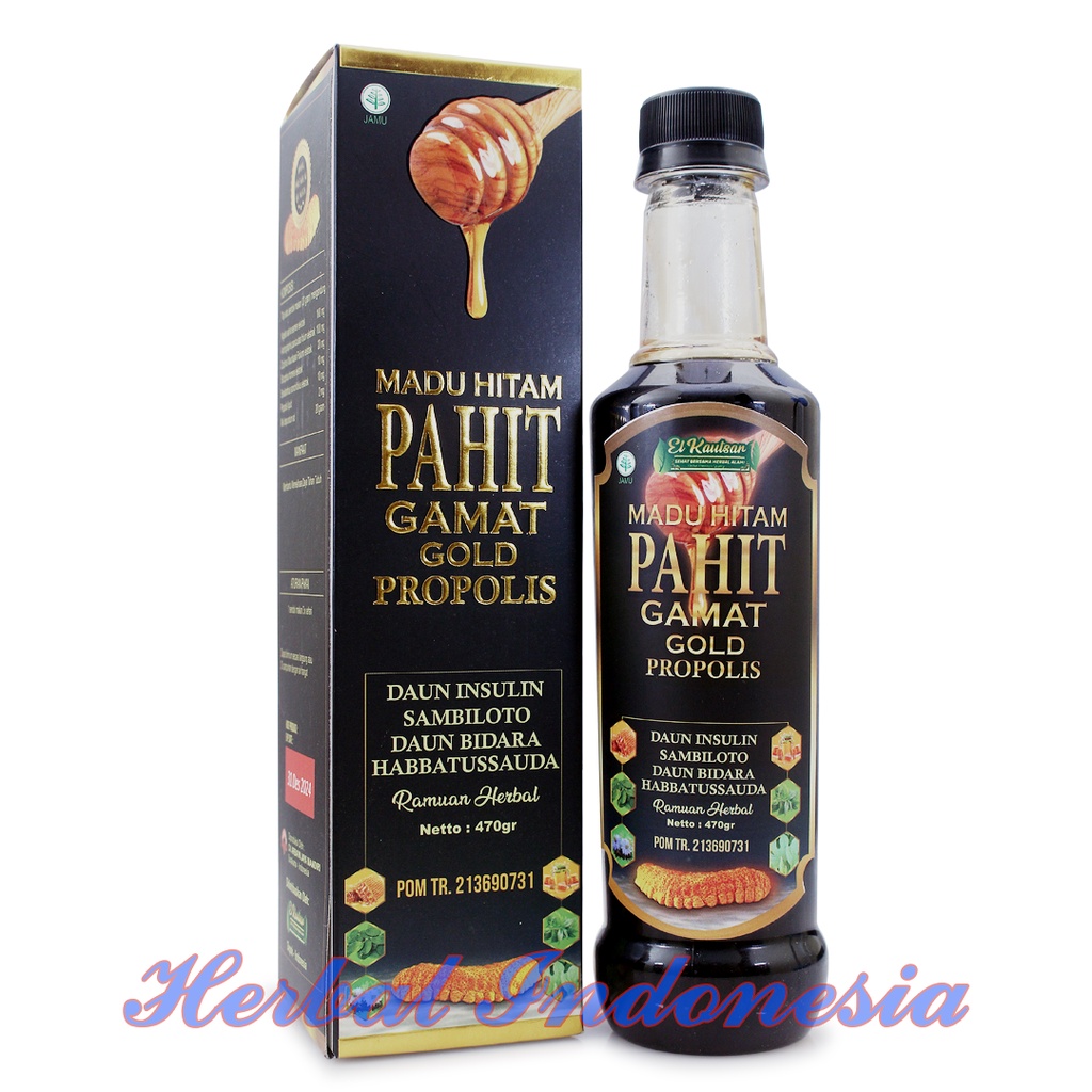 Madu Hitam Pahit Gamat Gold Propolis 470 - Madu Hitam Pahit El Kautsar