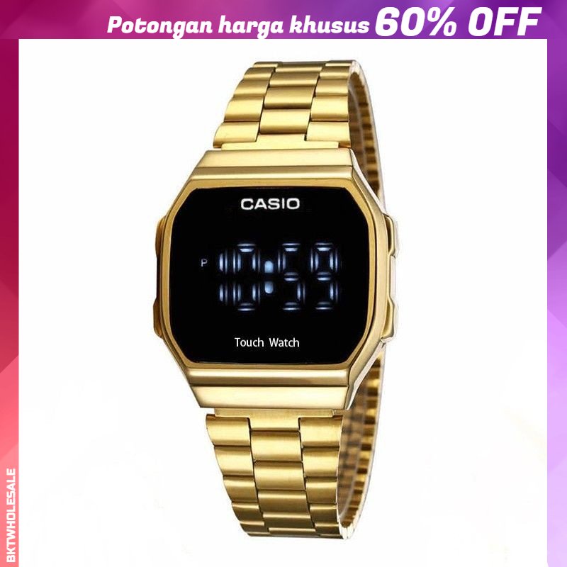 Jual panas layar sentuh retro high end unisex jam tangan tahan air COD Casio