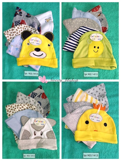 Topi bayi katun kupluk carte baby 5 in 1 isi 5 halus nyaman