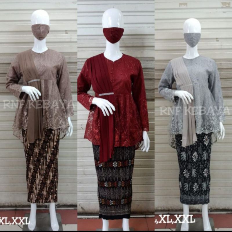 Set Kebaya Tulle Selendang -Kebaya (Free Masker) KEBAYA TULLE Kebaya Modern Baju Kebaya Kebaya