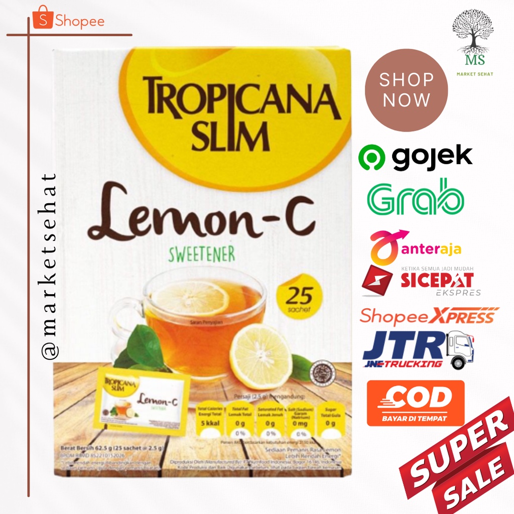 

Tropicana Slim Sweetener Lemon-C 25 Sachet - Pemanis untuk Bantu Batasi Gula - campuran teh - perasa lemon - minuman sehat