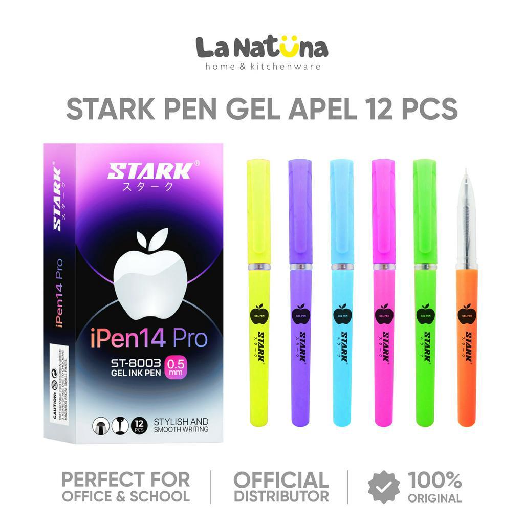 

Pen Apel Gel Stark 12 Pcs Pulpen Sekolah Kantor Tinta Hitam Pen Apple