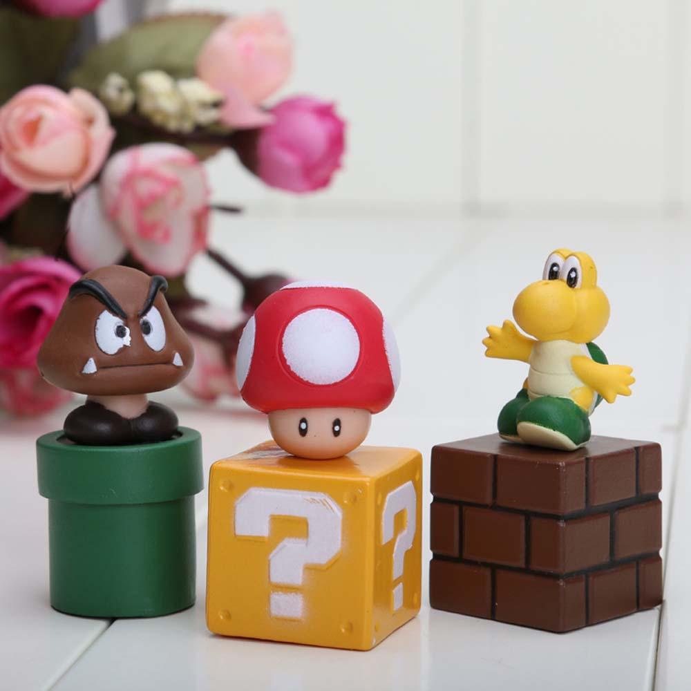 Needway   Action Figurine Patung Mainan Anak Model Koleksi Jamur Dekorasi Desktop Mario Super Mario Bros.