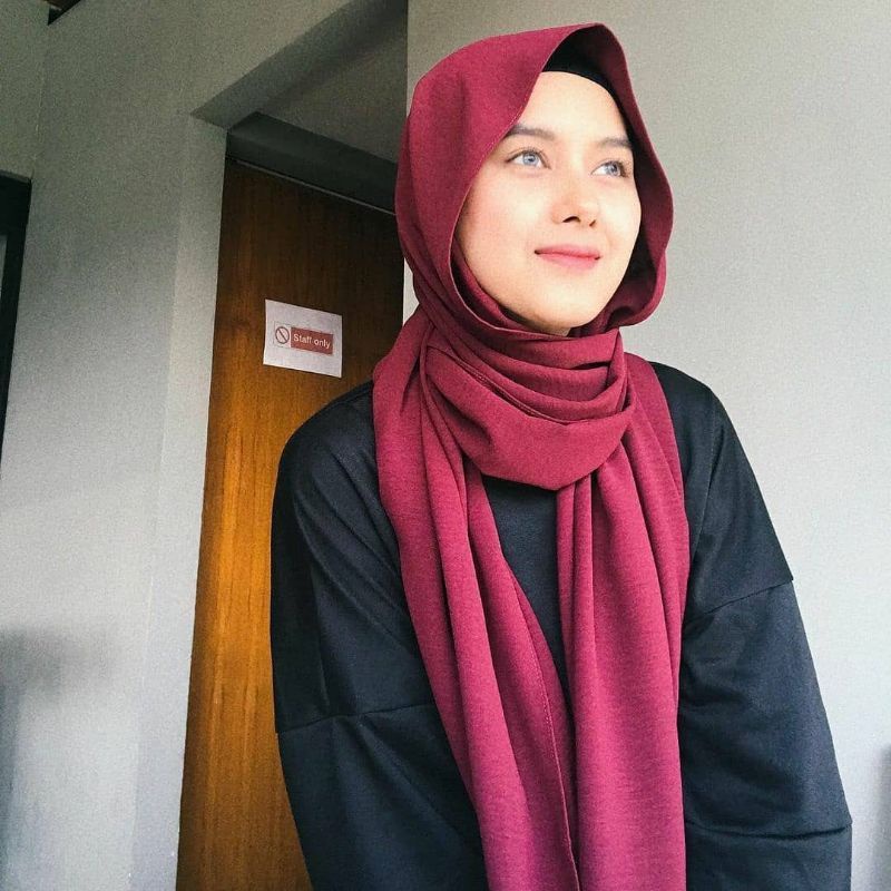 PASHMINA CRINCLE AIRFLOW COTTON SHAWL PREMIUM/HIJAB PASMINA CRINCLE AIRFLOW SHAWL 175X75-Maroon
