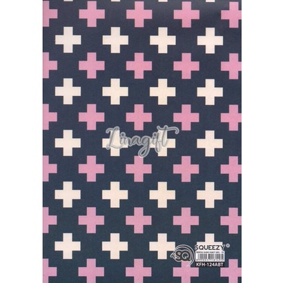 ( 5 Lembar ) KERTAS KADO SQ DOFF - GIFT WRAPPING PAPER ABSTRAK / ABSTRACT / SEGITIGA / DOT POLKADOT PINK / TRIANGLE