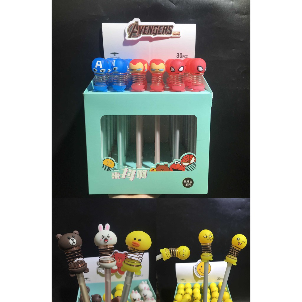 

[LOGU] Pena boneka spring doll, Pulpen per boneka emoticon, avengers, brown cony