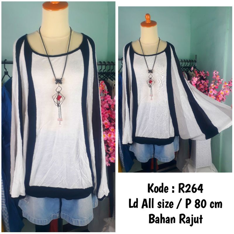 ATASAN BATWING OVERSIZE BAHAN RAJUT