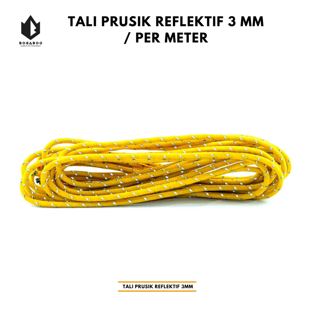 (COD AJA) TALi PERUSIK REFLEKTIF 3 MM - tali prusik reflective - tali perusik nyala - tali tenda outdoor REFLEKTIP 1 METER