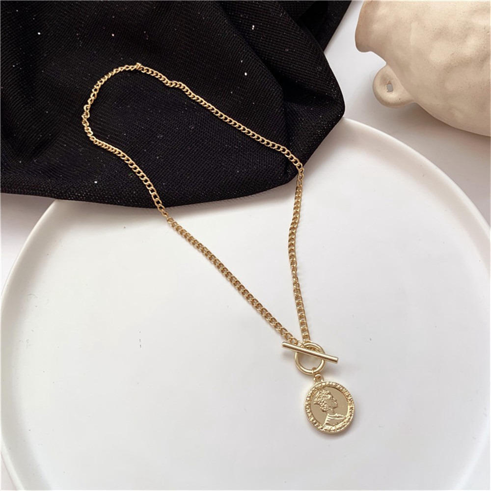 【COD Tangding】Korea Fashion Style Design Sense Coin Pendant Necklace Women Fashion Jeweller Gift