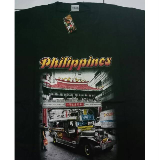 Kaos souvenir philippines hitam murah