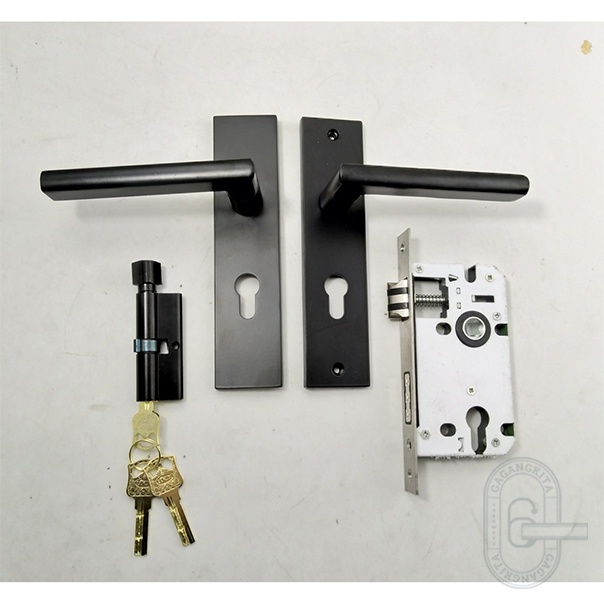 Gagang Pintu 1 set siap pasang, Gaya Eropa Premium Handle Lock Door Pegangan Pintu Bedroom Living Room Set Terbaru