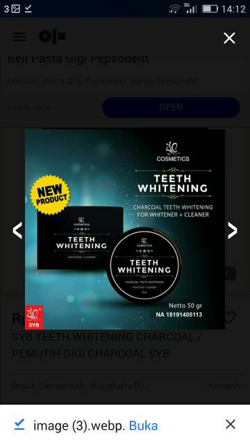 CHARCOAL TEETH WHITENING SYB COSMETICS BPOM PEMUTIH GIGI