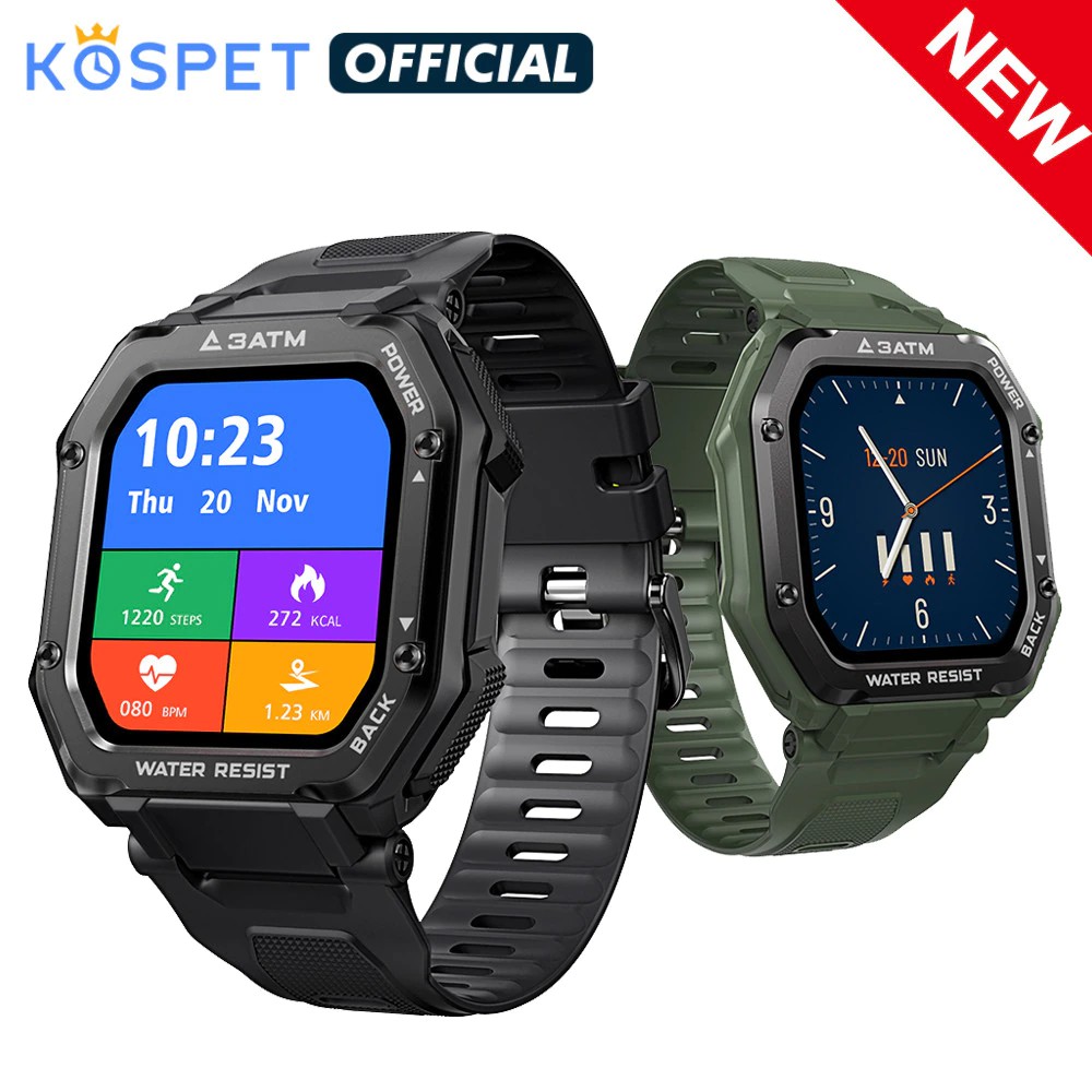 KOSPET ROCK Rugged Sports Smartwatch 3 ATM Waterproof Shockproof- KOSPET ROCK RUGGED SPORTY