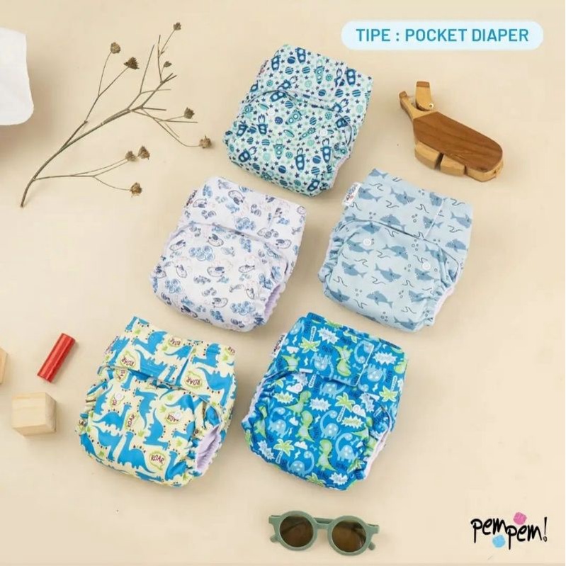 Pempem Full Motif Inner Gusset + Insert Litty | clodi | popok kain | Cloth Diaper pocket