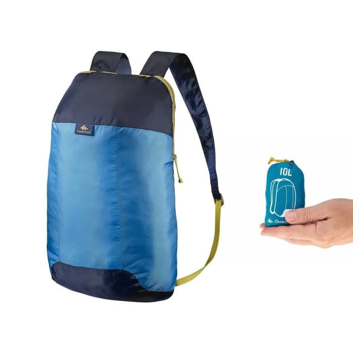 HOT SALE TAS MINI LIPAT DOMPET BACKPACK QUECHUA 10 L WATERPROOF 100% ORIGINAL - BIRU TERMURAH