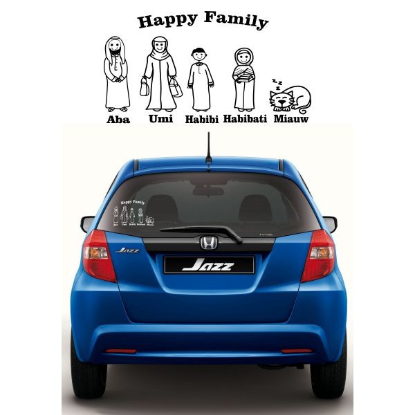 Stiker Mobil - Sticker Happy Family Muslim Edition