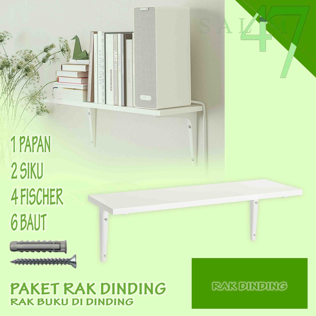 Paket lengkap rak dinding / rak buku di dinding / papan siku baut dinding PAPAN