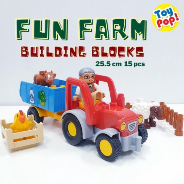 

Mainan Anak Blok Paket Fun Farm Building Block Peternakan 15pcs Murah
