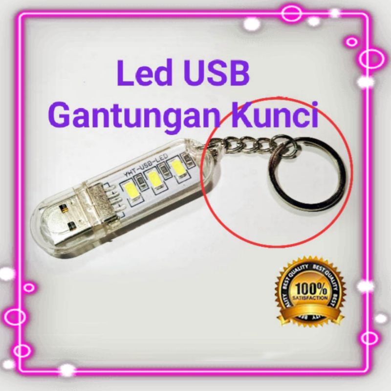 Led usb gantungan kunci 3 mata led