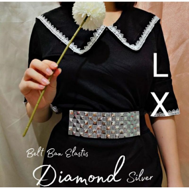 BELT KARET DIAMOND KOREAN STYLE KEKINIAN/IKAT PINĢGANG WANITA OBI KARET