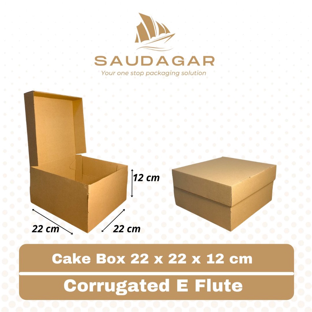 Cake box corrugated / kardus kue tebal premium E Flute 22x22x12 cm