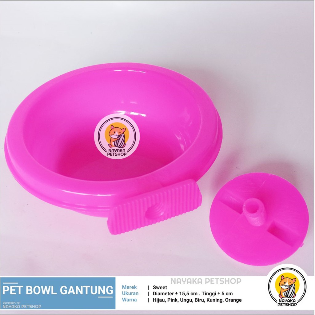 Pet Bowl Gantung Piring Tempat Wadah Makan Minum Hewan Kucing Kelinci