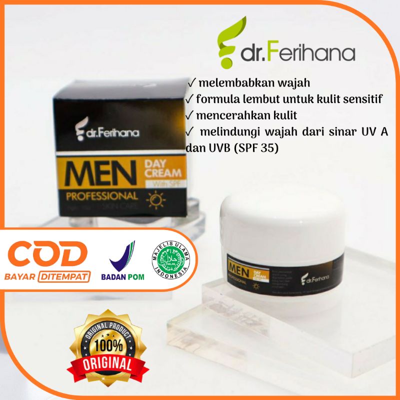 dr.Ferihana- Day cream Men /Pelembab wajah pria /Suncare spf 35 /krim pagi /pemutih pria /Suncreen p