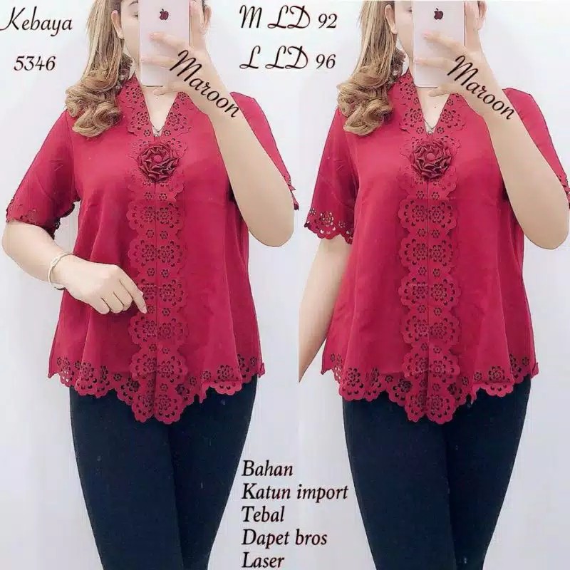 Kebaya Encim Modern Laser Terompet Charlotta Cut Good Quality