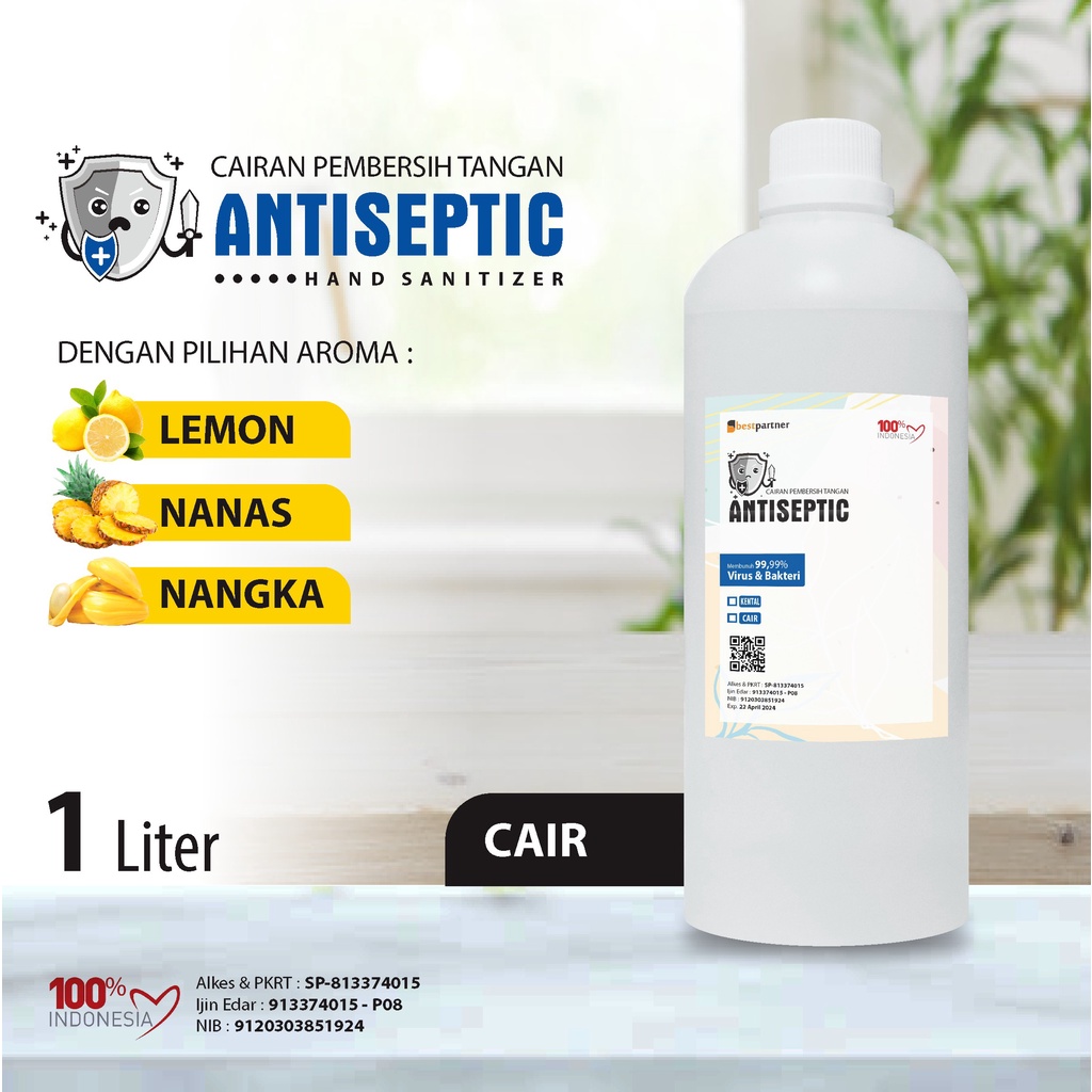 Hand Sanitizer Cair Putihan Antiseptic Variasi Macam Aroma Segar 1 Liter Botol Free+ Free Bubble Wrap