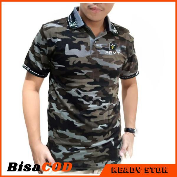 Kaos Army Coklat Pria Kaos Kerah Pria Baju pria Kaos Pria Kaos Polo