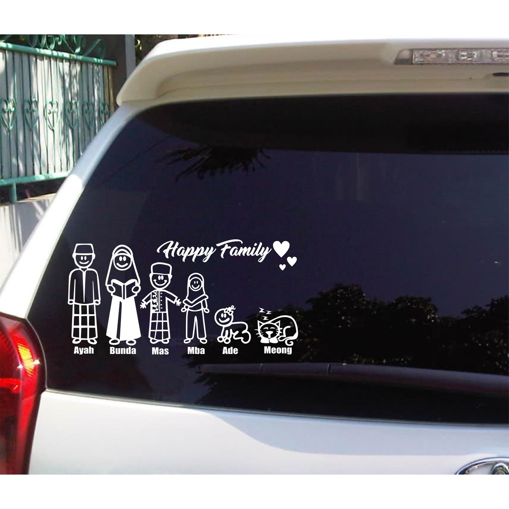 STIKER CUTTING STICKER KACA BELAKANG MOBIL- HAPPY FAMILY