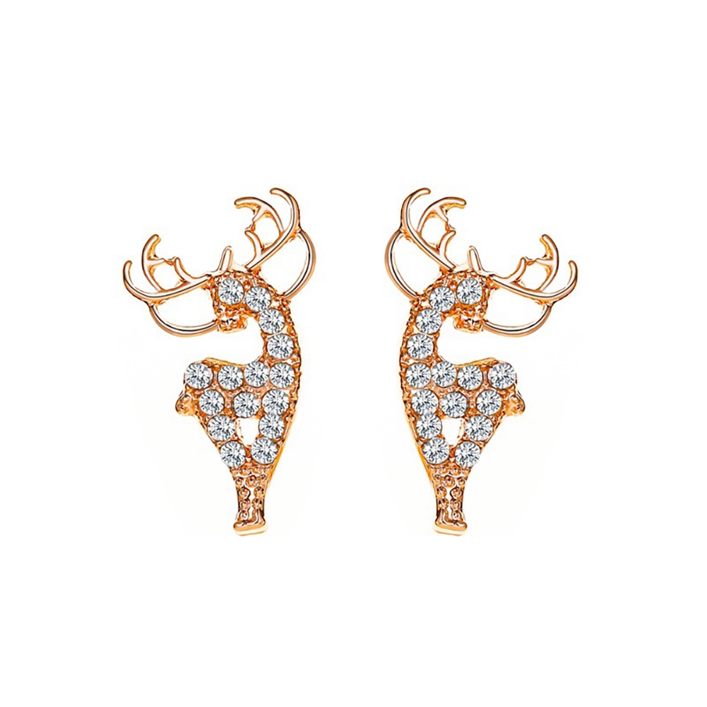 Hu Hu Hu Hu Hu Alat Bantu Pasang Kacamata♡ Anting Tusuk Bentuk Rusa Natal Untuk Wanita