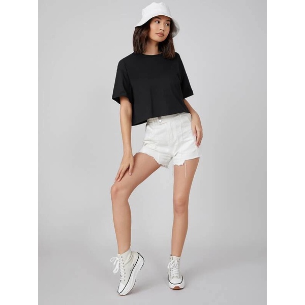 (M - XXXL) KAOS CROP TEE OVERSIZED CROP TOP OVERSIZE BAJU WANITA CROPTOP POLOS PREMIUM COTTON COMBED