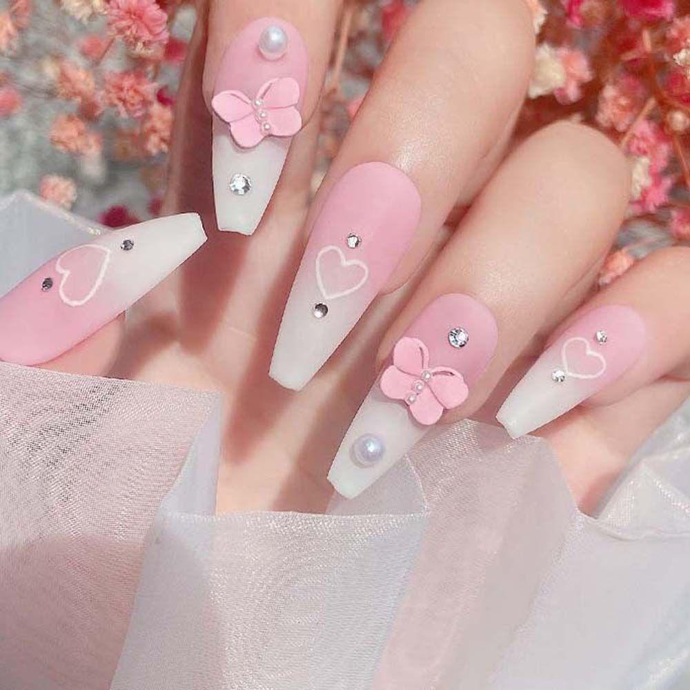 Mxbeauty Hiasan Nail Art Kupu-Kupu Fashion Jepang Mutiara Imitasi Hiasan Kuku Perhiasan Kuku 3D