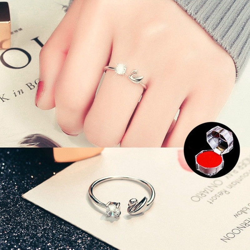 Terbaru Korea Cincin Perak Disesuaikan Wanita Cicin Tunangan Ring Berlian Dering Kasual