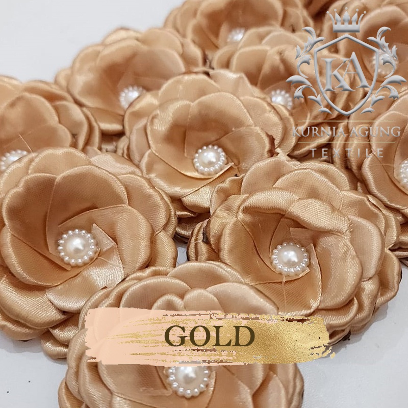 Bunga Satin Gardenia / Bunga Mawar Hiasan Hantaran Pernikahan Souvenir Parcel dijual Per 1 Pcs