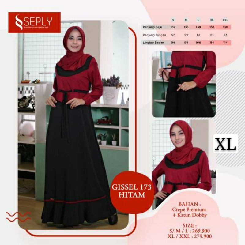 GAMIS 173 HITAM  GISSEL ||  SEPLY