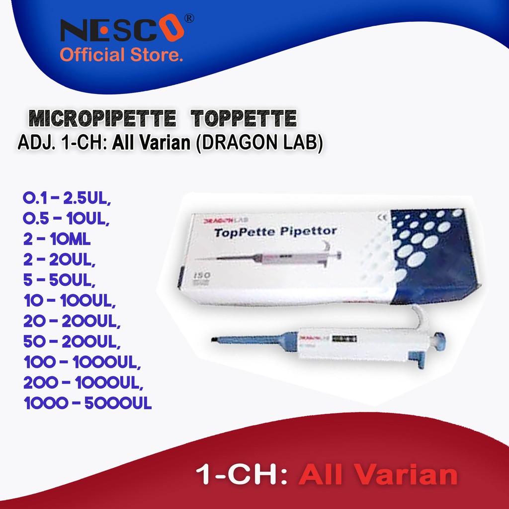 Micropipette Toppette, Adjustable All Varian (DRAGON LAB)