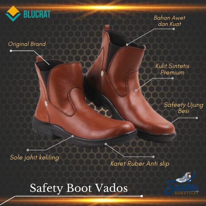 SEPATU SAFETY BOOTS PRIA UJUNG BESI ORIGINAL BLUCRAT VADOS OUTDOOR KERJA LAPANGAN-1