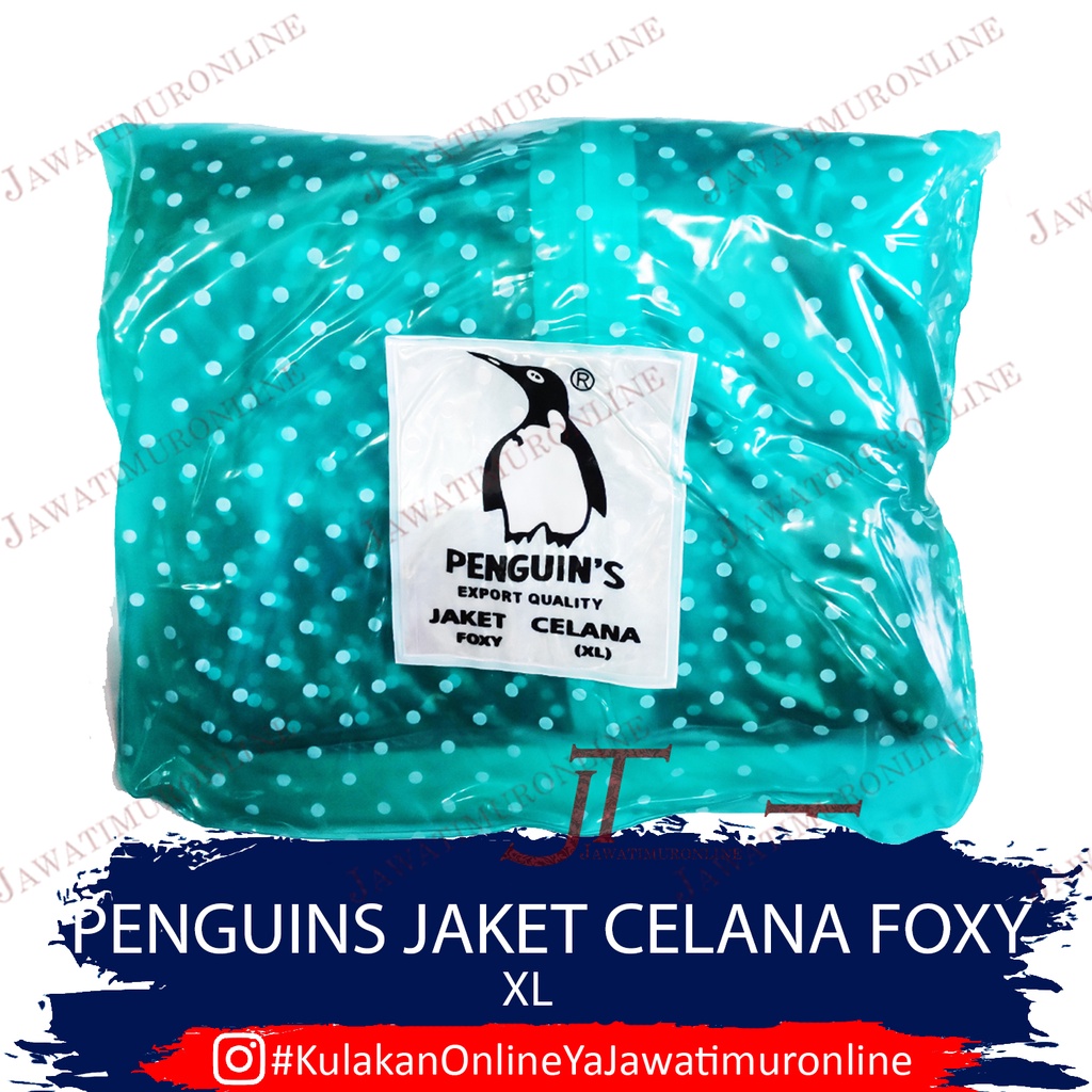 Jas Hujan Pinguin Motif Polkadot Jaket Celana FOXY