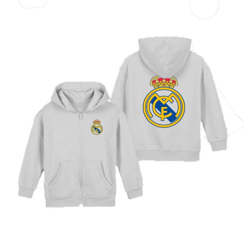 JAKET HOODIE ANAK BOLA REAL MADRID - BISA CUSTOM NOMER & NAMA