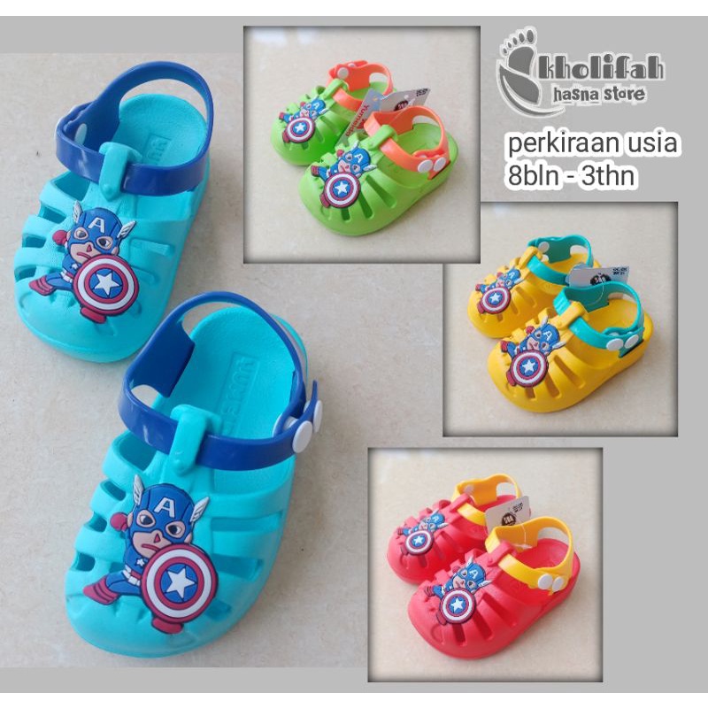 sandal baim anak 8bulan - 3 tahun logo kapten amerika lucu size 18-23 yumeida a20111xs