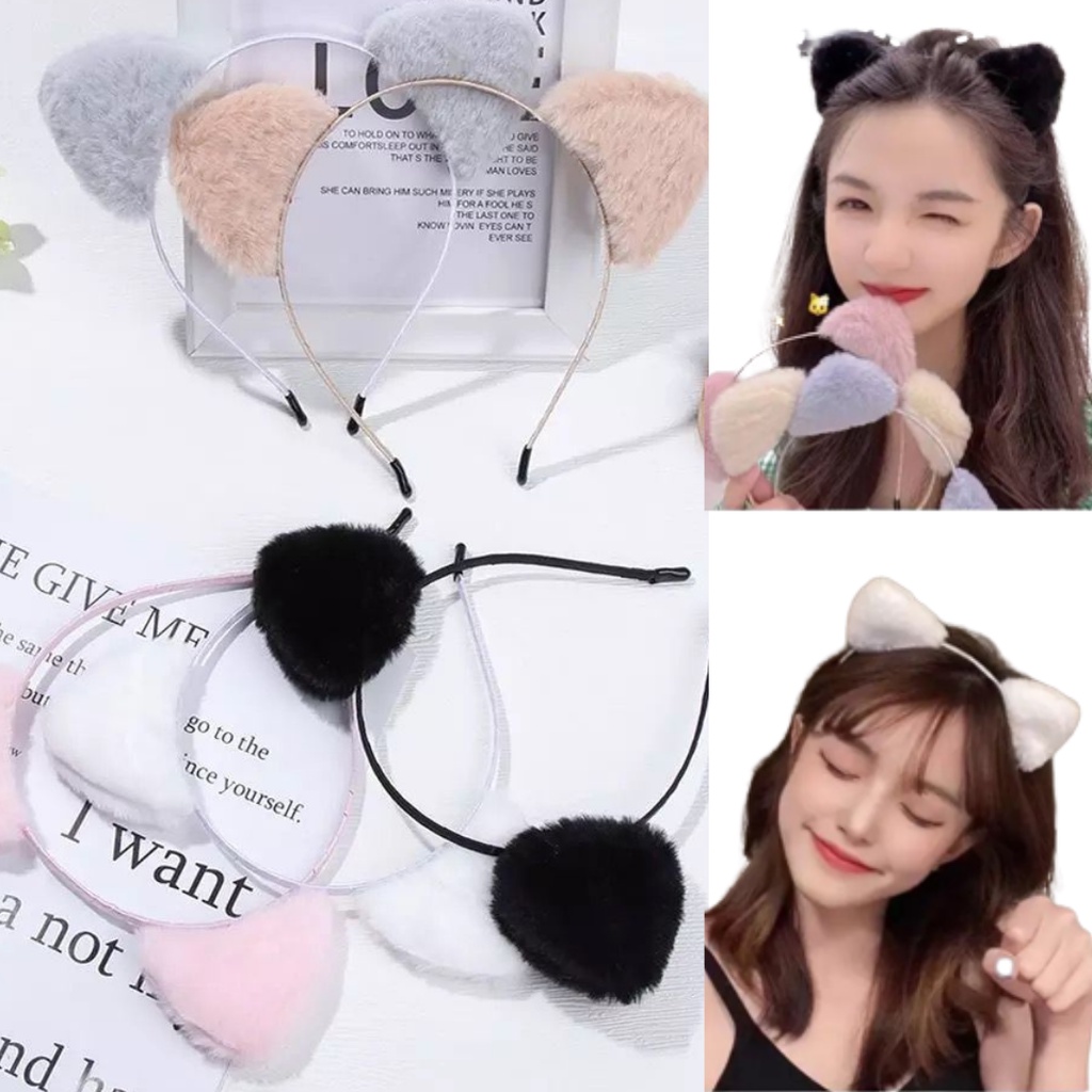 Bando Korea Telinga Kucing / Bandana Rambut Motif Kuping Kucing / Headband Lucu Aksesoris Rambut F708