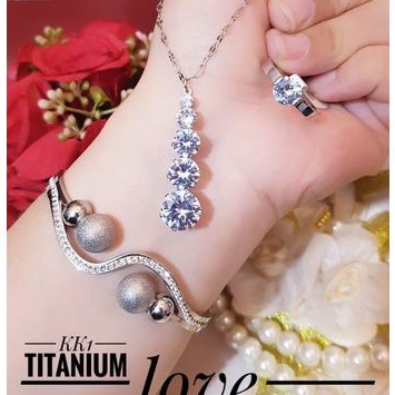 Titanium set perhiasan wanita cantik s322