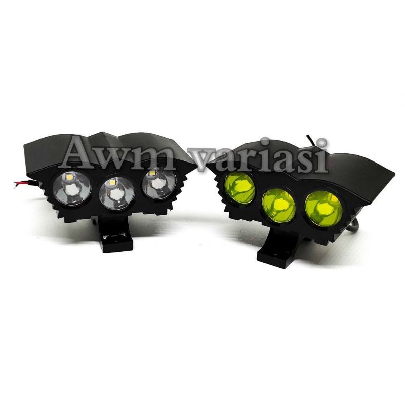 Lampu Tembak Sorot Motor Mobil LED CREE Mini Owl Ultrafire 3 Mata plastik