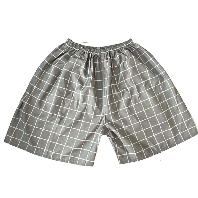 CELANA KOLOR | CELANA SANTAI | CELANA MURAH | GROSIR CELANA PENDEK BOXER PRIA / WANITA DEWASA-Kotak silver