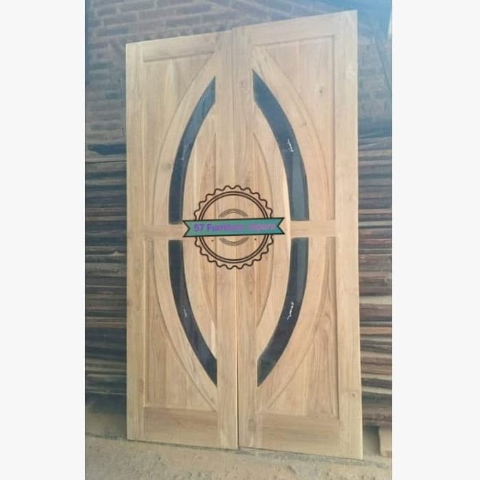 Pintu Rumah jati besar minimalis mentahan + kusen